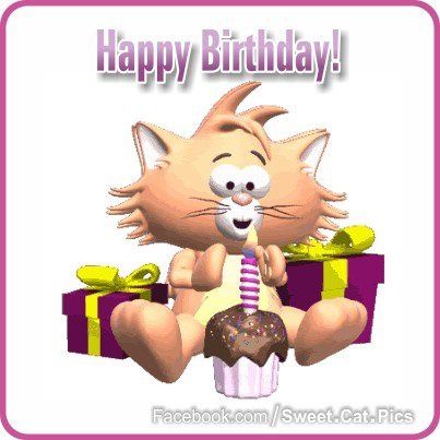 Happy Birthday Cat Cupcake