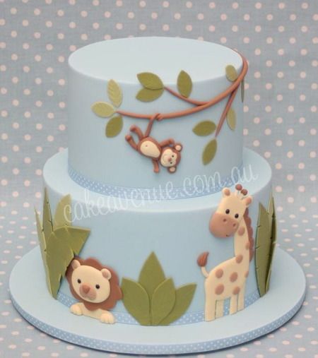 Jungle Animals Baby Shower Cake