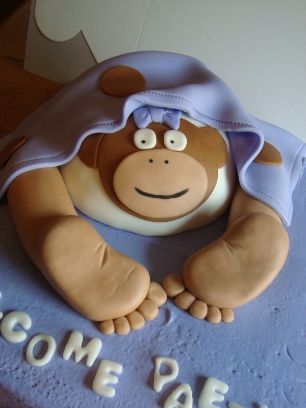 Monkey Baby Shower Cake - Half