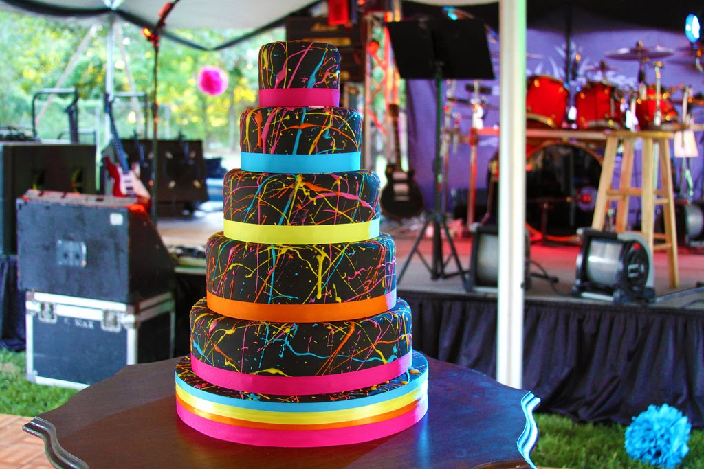 Neon Splatter Wedding Cake