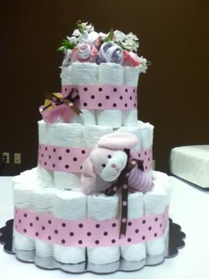 Pink and Brown Diaper Cake Ideas