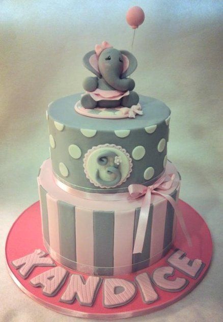 Pink and Grey Elephant Cake