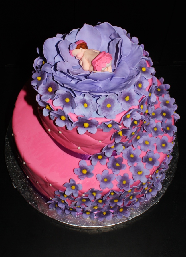 Pink and Purple Baby Shower Cake