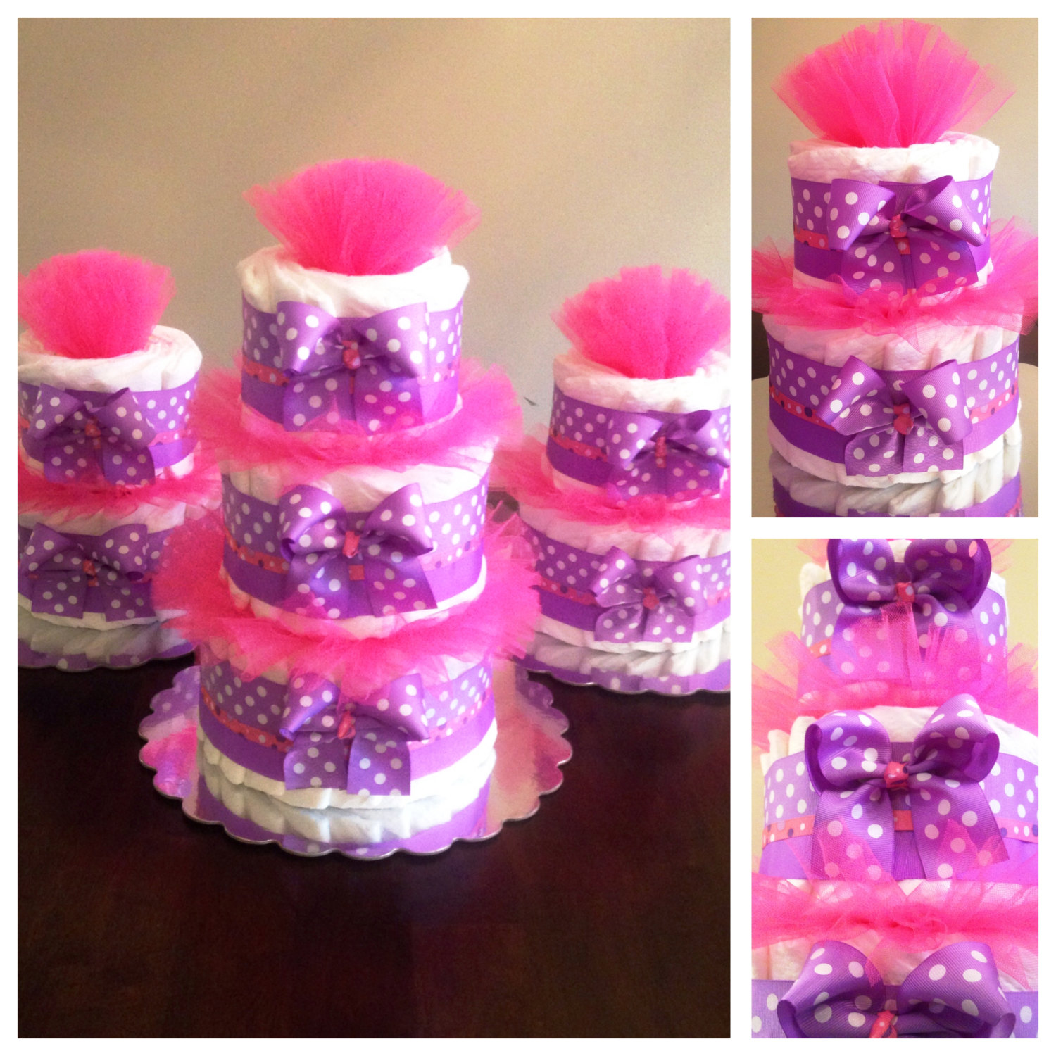 Pink and Purple Diaper Cake