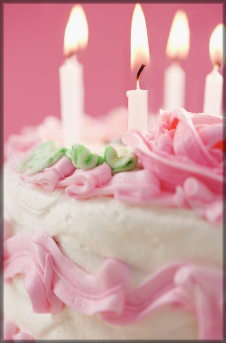 Pink Birthday Cake with Candle