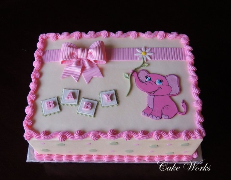 8 Pink Safari Baby Shower Sheet Cakes Photo Pink Elephant Baby