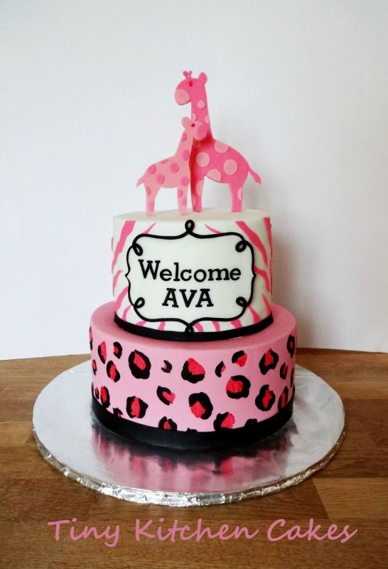 Pink Safari Baby Shower Cake