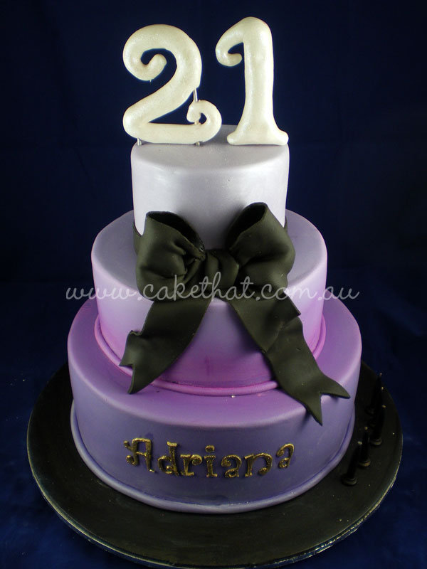 Purple and Black 21st Birthday Cake