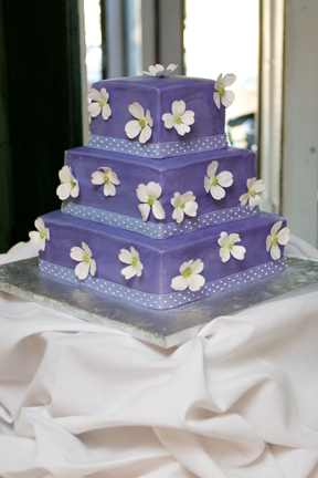 Purple and White Square Wedding Cake