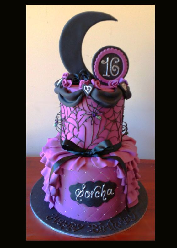 Purple Halloween Birthday Cake