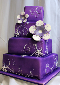 Purple Square Wedding Cake Scroll