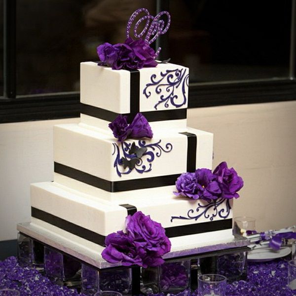 Purple Square Wedding Cake