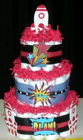 Rocket Ship Diaper Cake