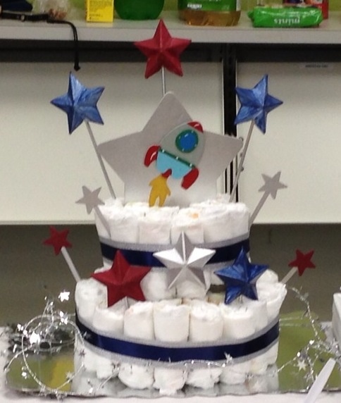 Rocket Ship Diaper Cake