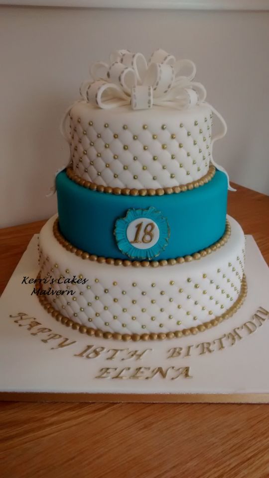 Turquoise and Gold Birthday Cake