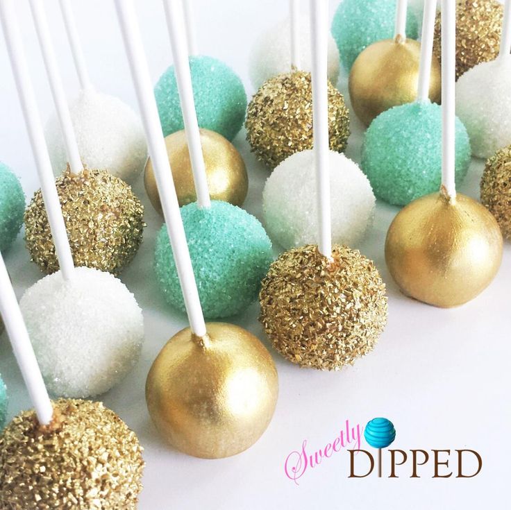 Turquoise and Gold Cake Pops