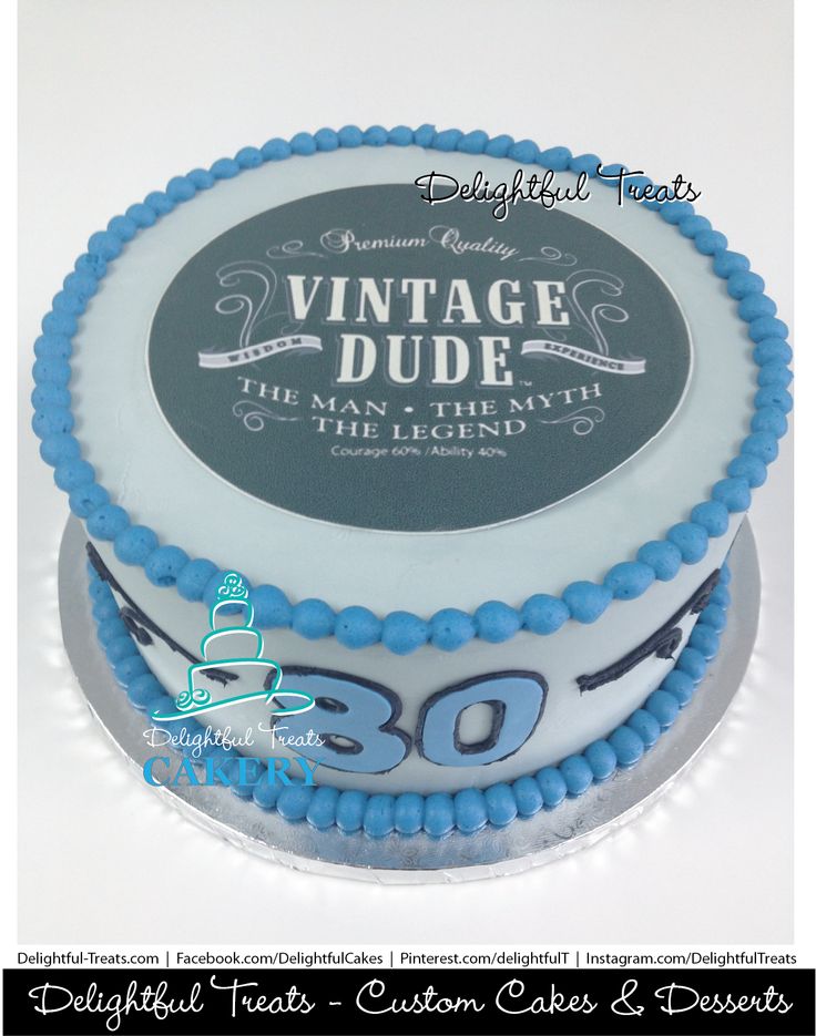 Vintage Dude 40th Birthday Cake