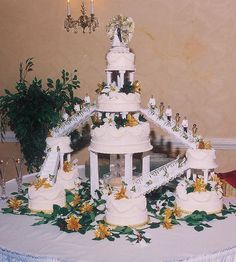 Wedding Cakes with Fountains and Stairs