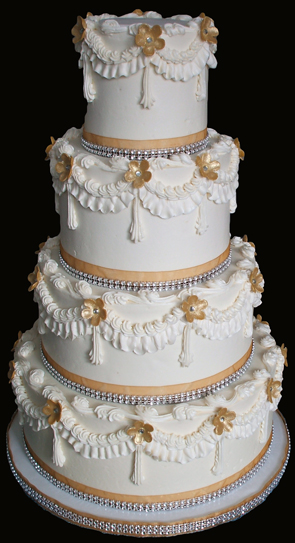 White and Gold Buttercream Wedding Cake