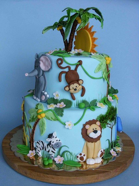 Wild Animal Baby Shower Cake