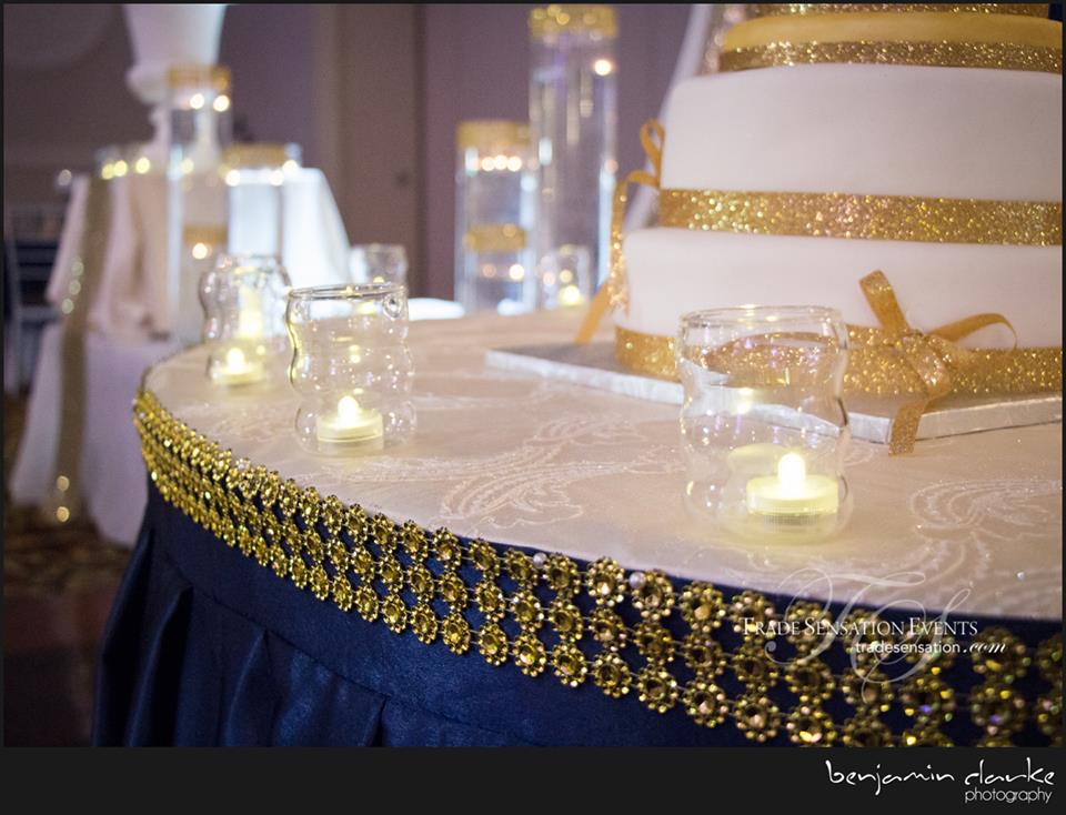 Antique Navy and Gold Decorated Table