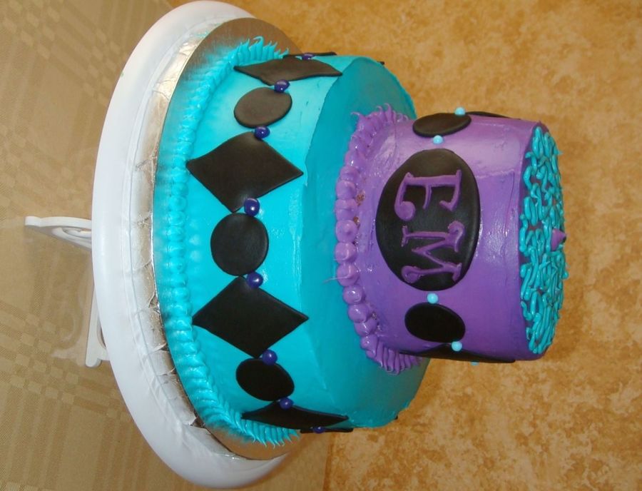 Aqua and Purple Birthday Cakes