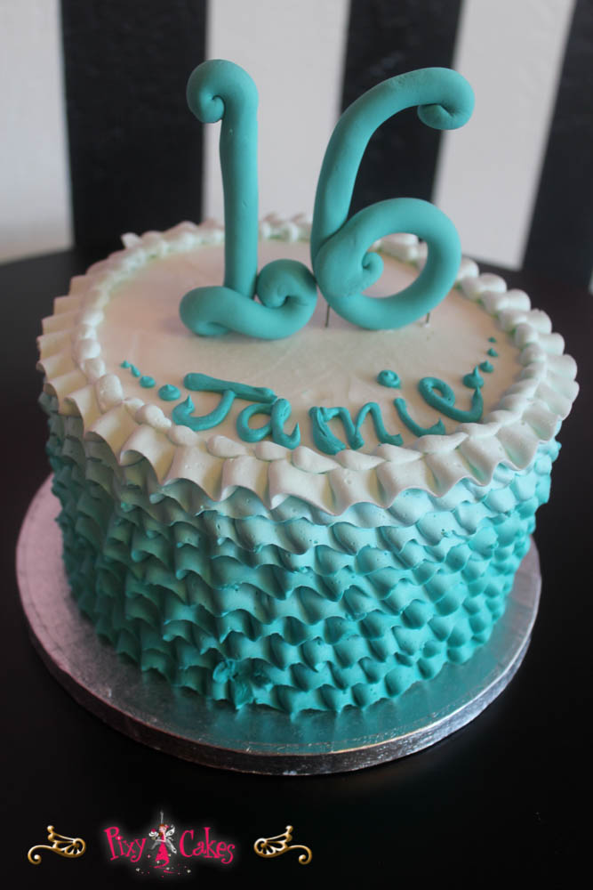 Aqua Blue Birthday Cake for Girls