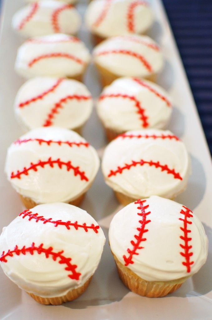 9 Photos of Baseball Themed Birthday Party Cupcakes