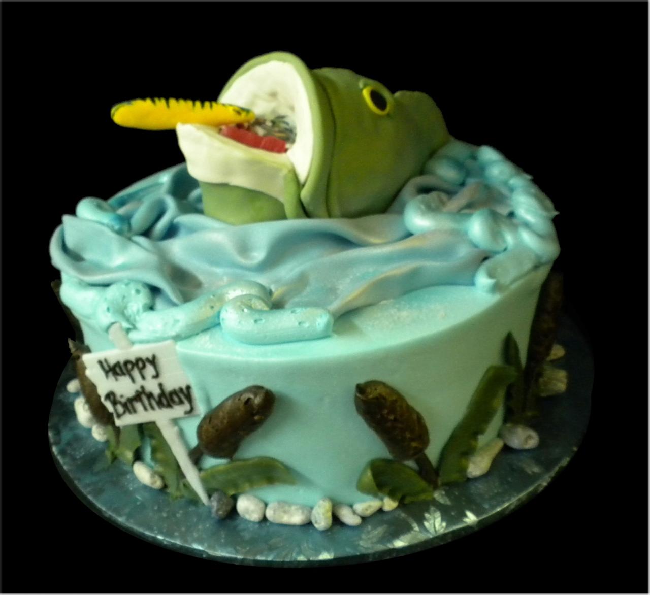 Bass Fishing Birthday Cake