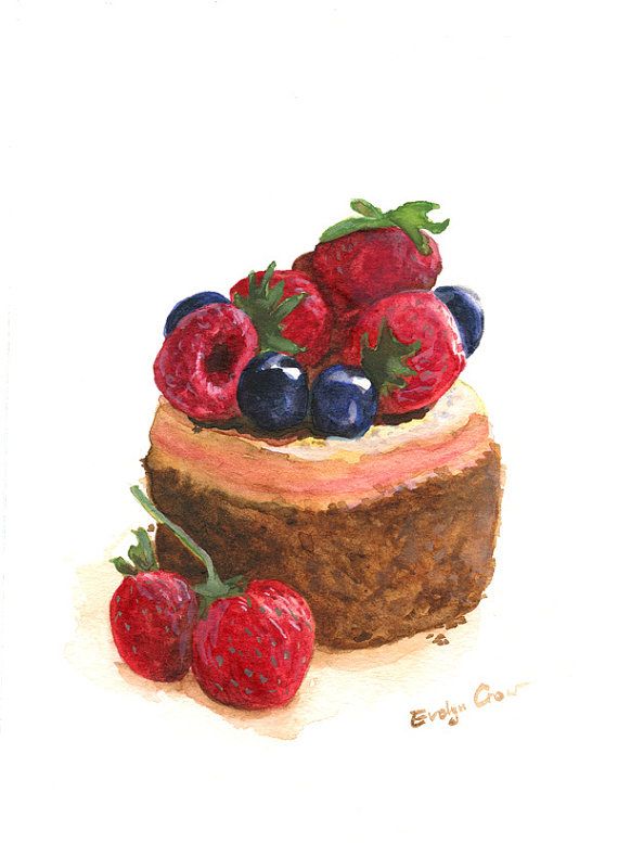 Birthday Cake Watercolor Paintings