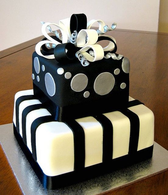 Black and Silver Birthday Cake