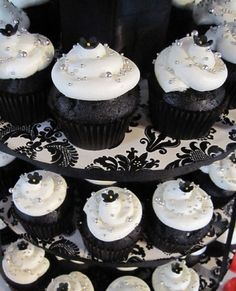 Black White and Silver Cupcake Stand