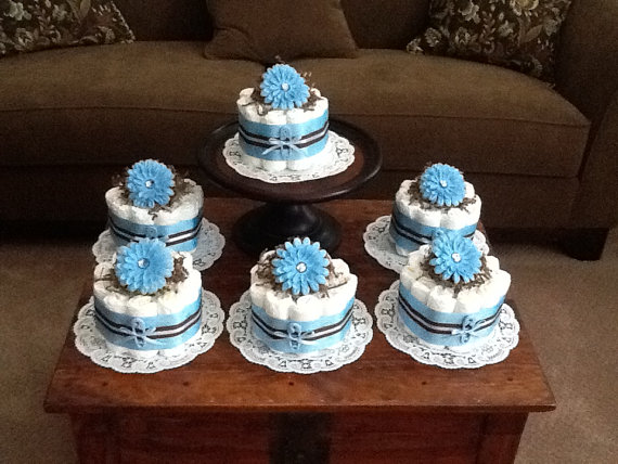 Blue and Brown Baby Boy Shower Cake