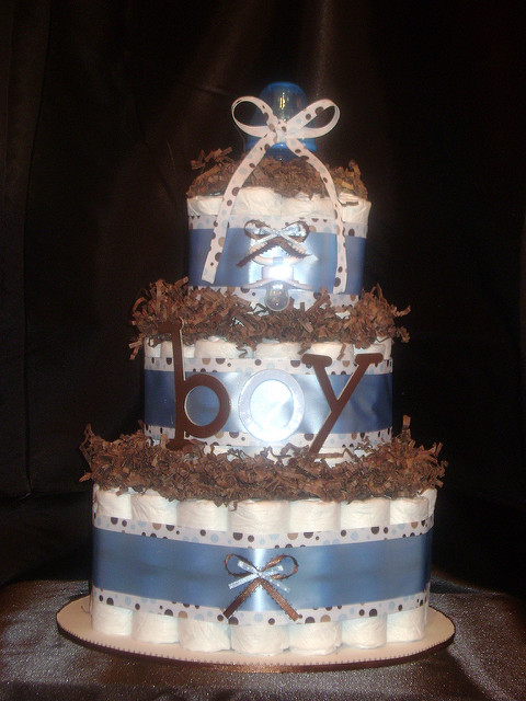 Blue and Brown Diaper Cakes for Boys