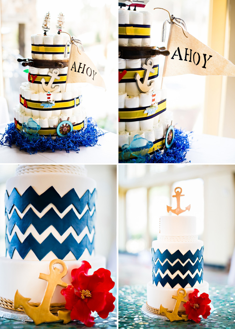 Blue and Gold Baby Shower Cake