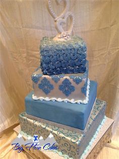 Blue and Silver Anniversary Cake