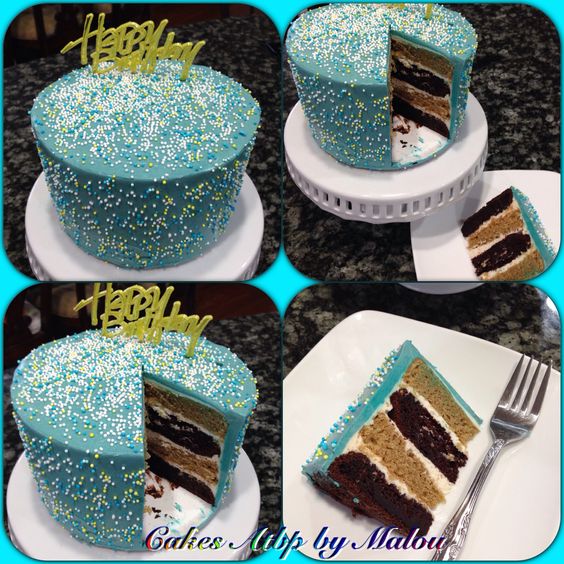 Blue Buttercream Birthday Cake