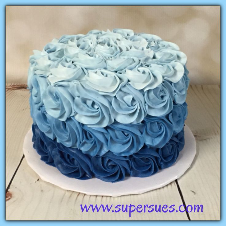 Blue Buttercream Birthday Cake