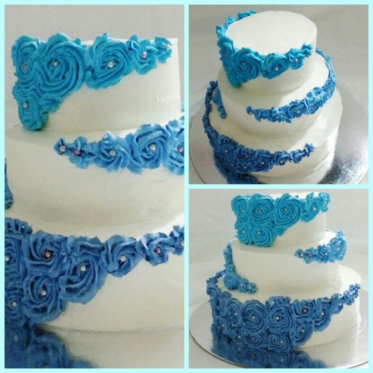 Blue Ombre Buttercream Birthday Cake