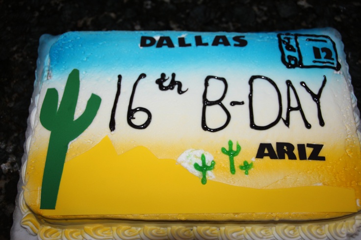 Boy 16th Birthday Cakes License Plate