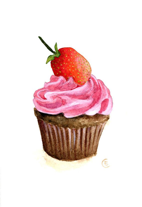 Cupcake Watercolor Painting