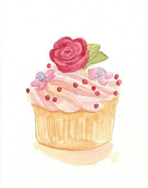 Cupcake Watercolor Painting