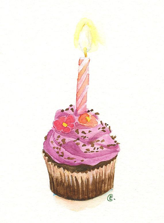 Cupcake Watercolor Painting