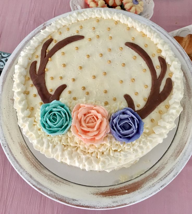 Deer Antler Baby Shower Cake