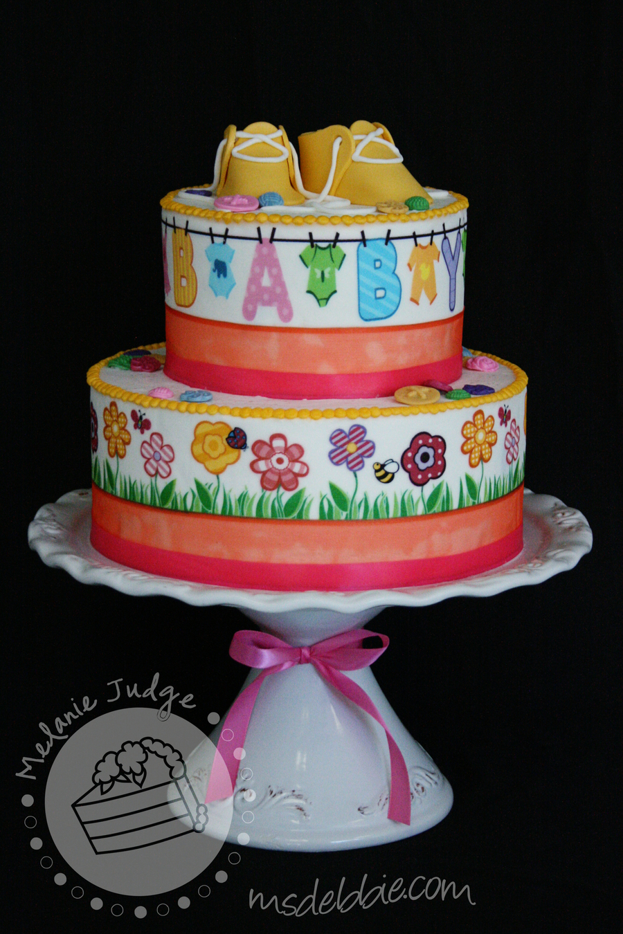 Double Barrel Two-Tiered Cake with Gum Paste Shoe