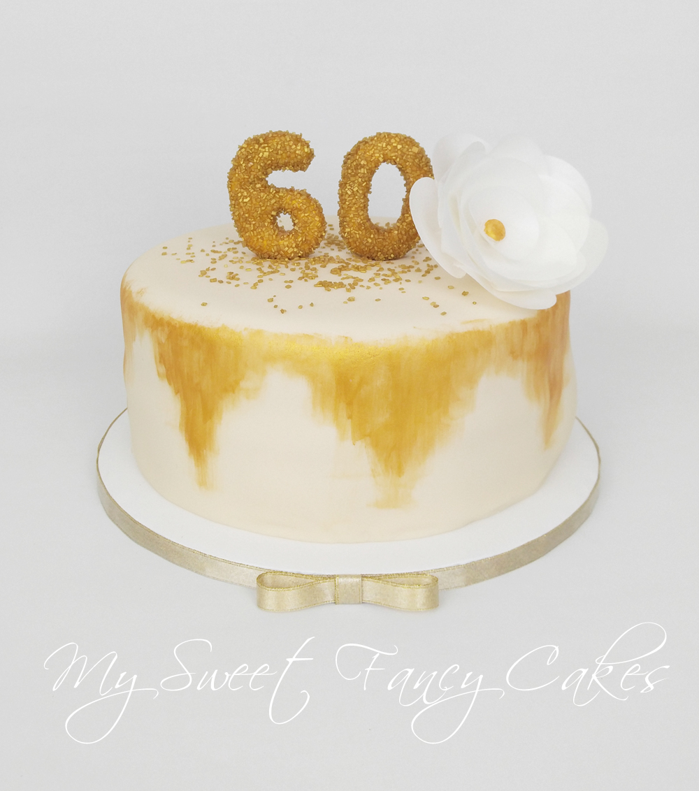 Elegant 60th Birthday Cake and Gold