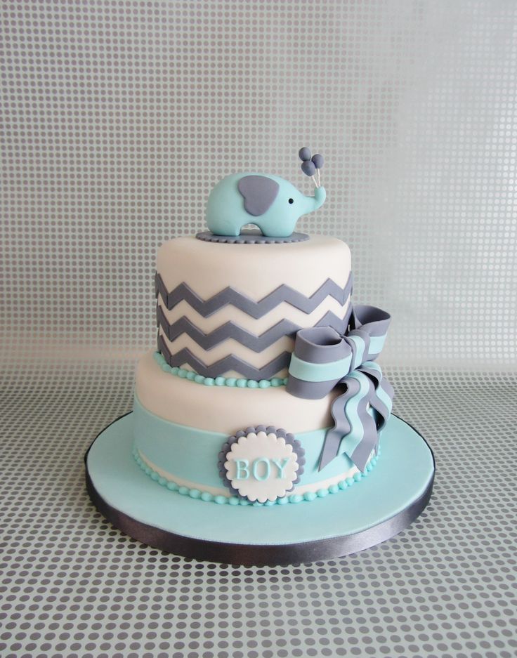 Elephant Boy Baby Shower Cake