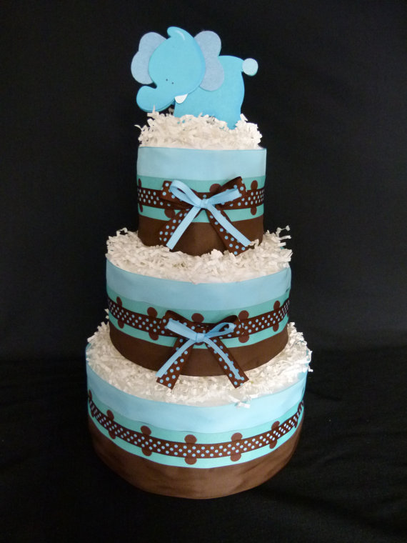 Elephant Boy Baby Shower Diaper Cake