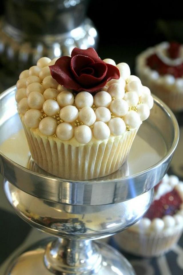 Gold Cupcakes with Pearls