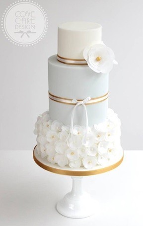 Gold Wedding Cake with Flowers